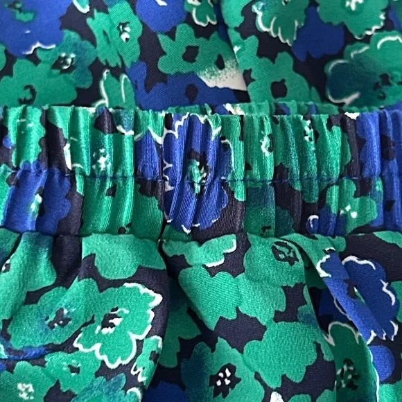 Vintage Leslie Fay Green and Blue Floral Midi Skirt Elasticized Waist Size 8 - Picture 6 of 10